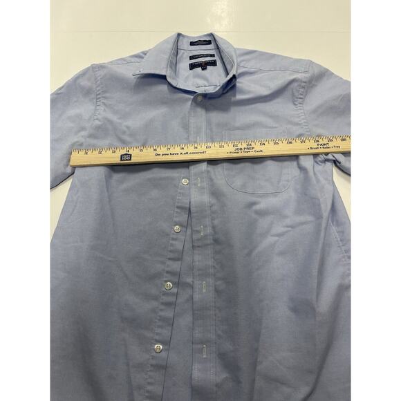 Saddlebred Mens Shirt Large Button Down Casual Short Sleeve Plaid Blue - Picture 3 of 5